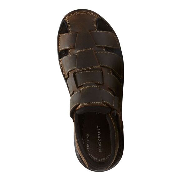NWT ROCKPORT Mens Brown Woven Darwyn Round Toe Leather Sandals Shoes 11